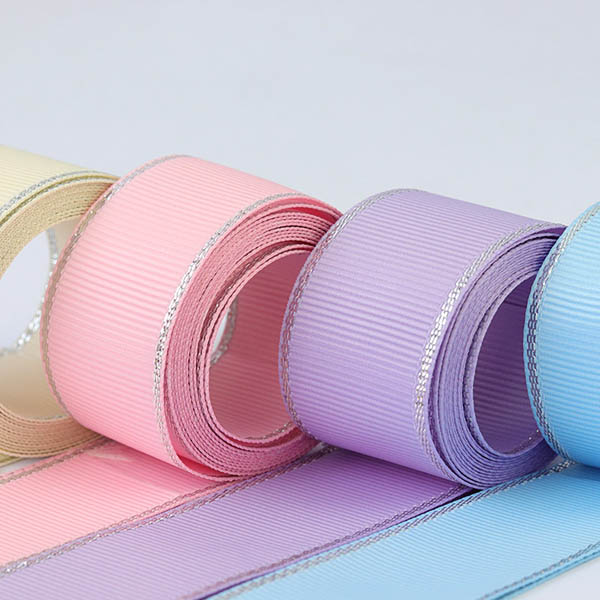 Silver Metallic Edge Grosgrain Ribbon